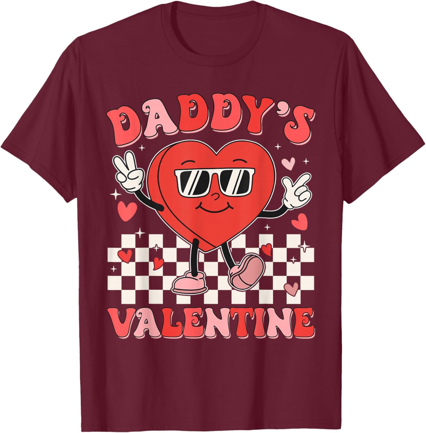 Daddy Is My Valentines Day Kid Girl Toddler Valentine's Day T-Shirt - T-Shirt | Maroon