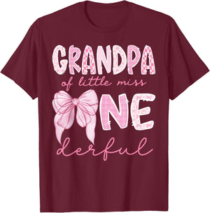 Grandpa of Little Miss Onederful First Birthday Girl T-Shirt - T-Shirt | Maroon