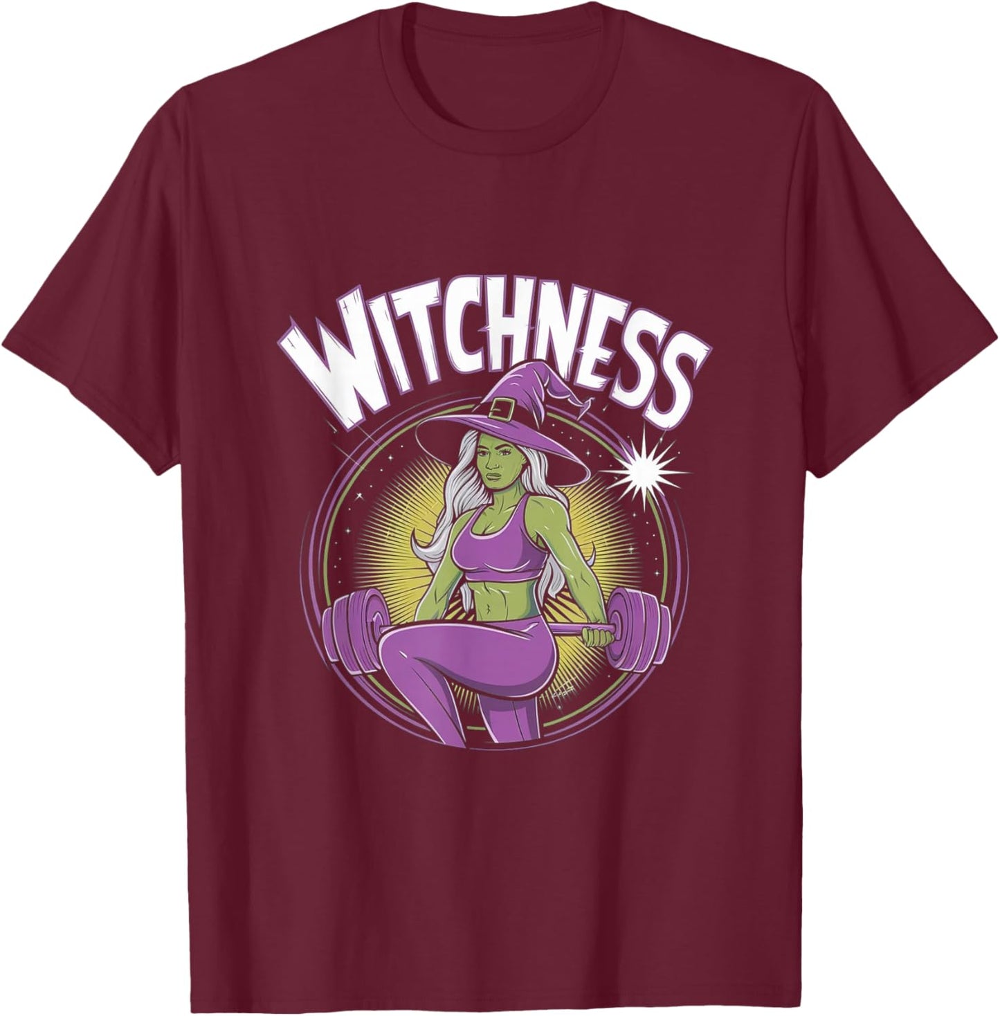Witchness - Funny Fitness Halloween Pun Costume Gym T-Shirt - T-Shirt | Maroon