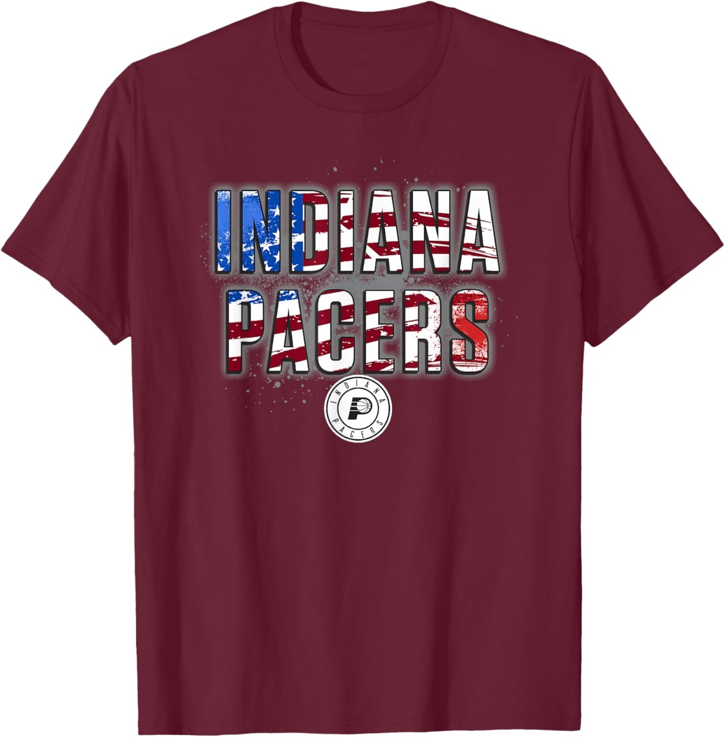 NBA Indiana Pacers American Flag Distressed Paint Spill T-Shirt - T-Shirt | Maroon