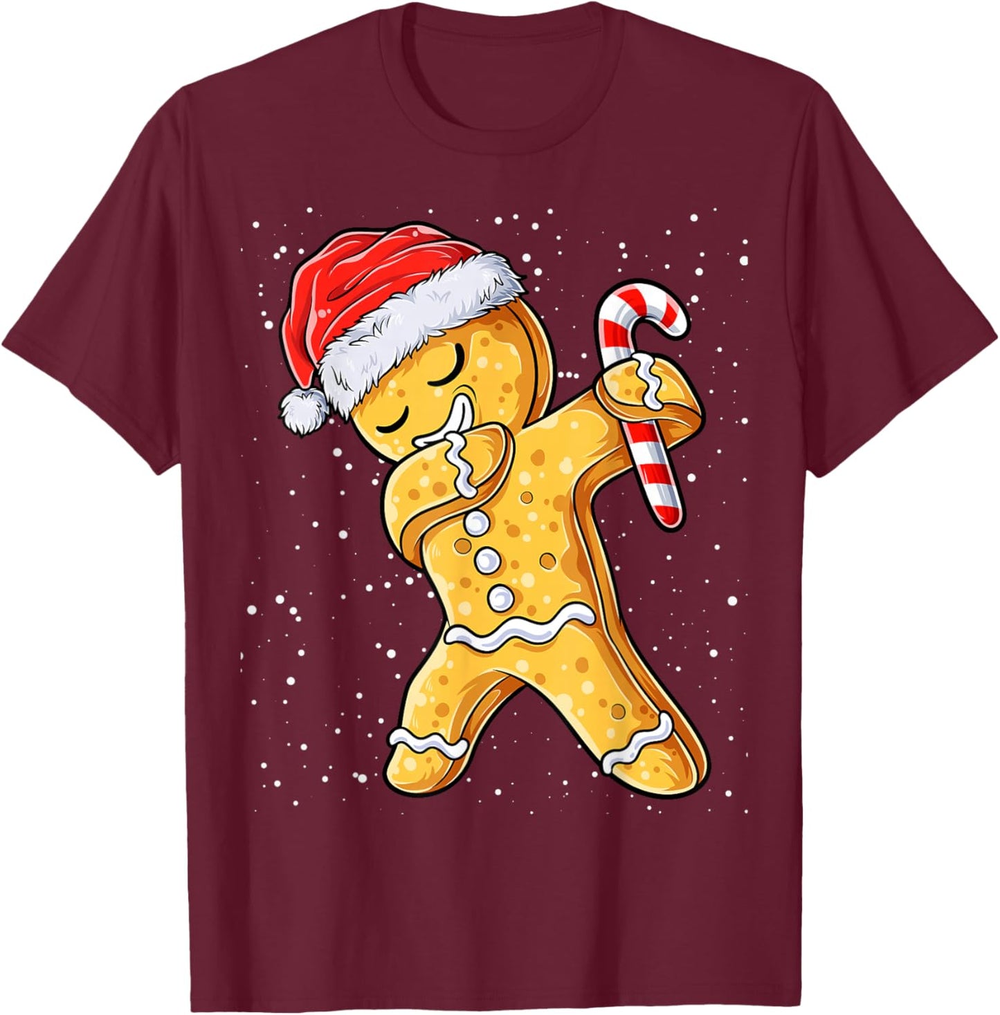 Gingerbread Man Dabbing Cool Christmas Cookie Dab Xmas Kids T-Shirt - T-Shirt | Maroon
