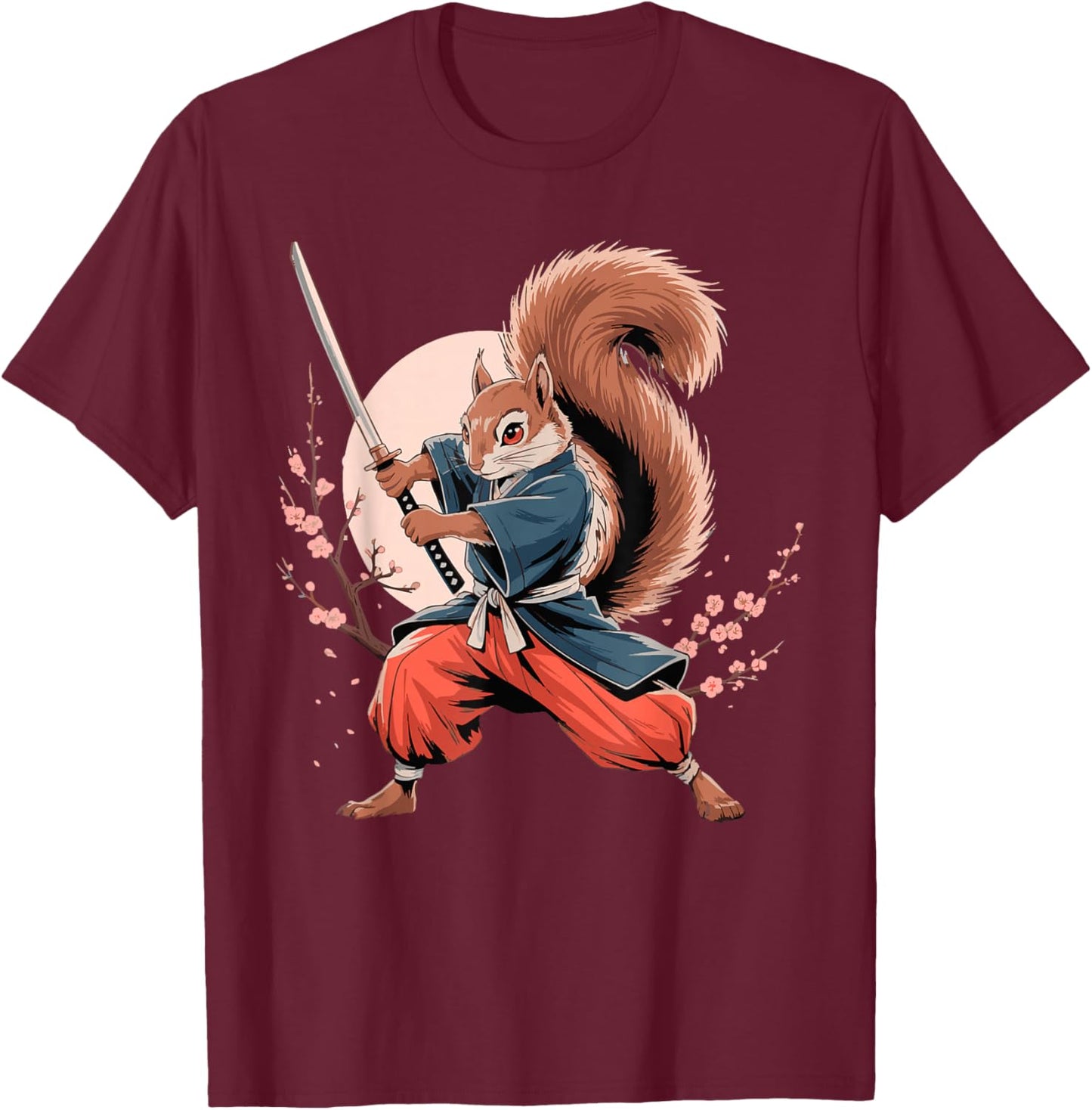 Japanese Samurai Squirrel Shirt Samurai Squirrel Japanese T-Shirt - T-Shirt | Maroon