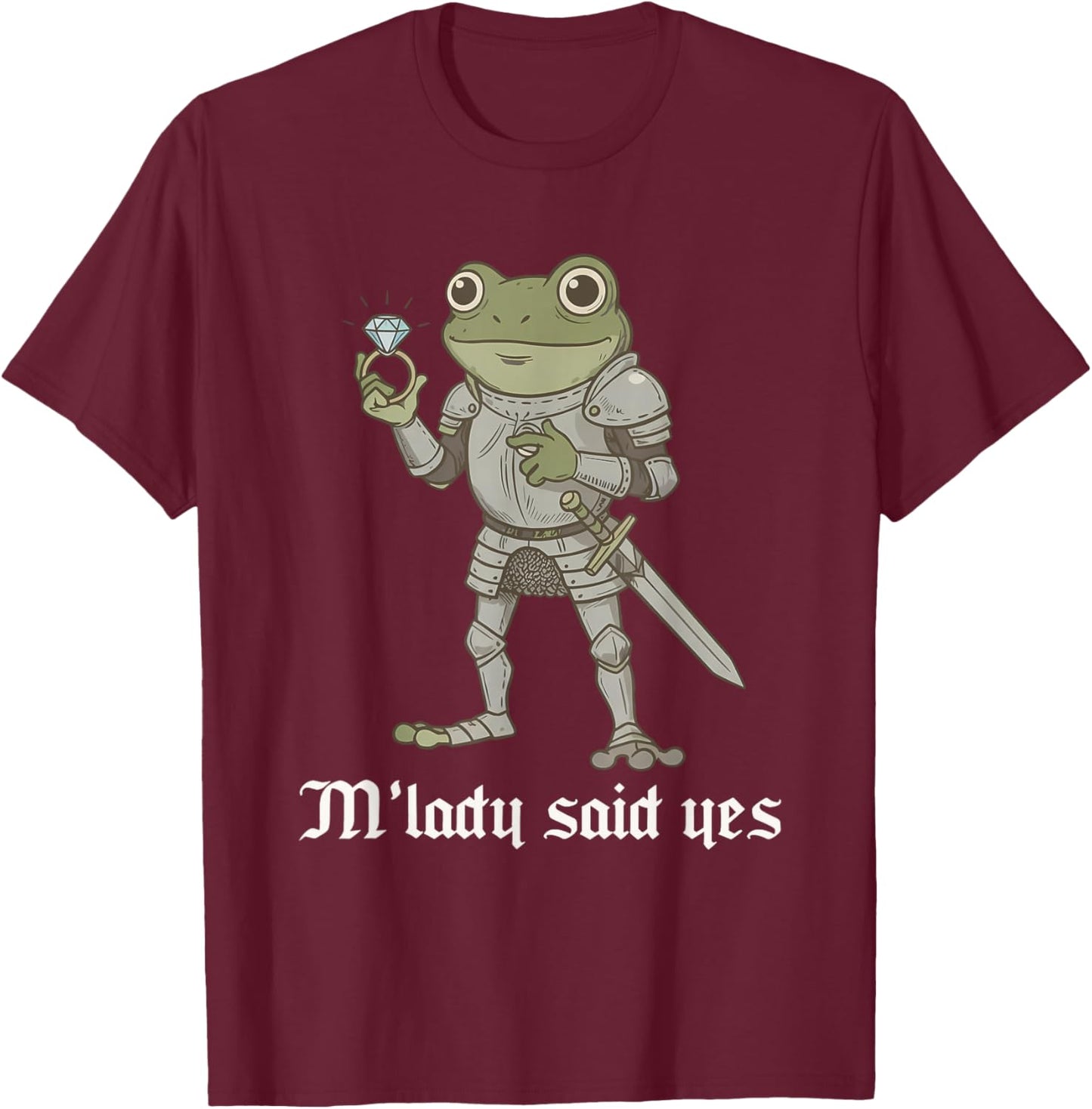 Funny Frog Engagement Fiancee & Fiance Matching Couples T-Shirt - T-Shirt | Maroon