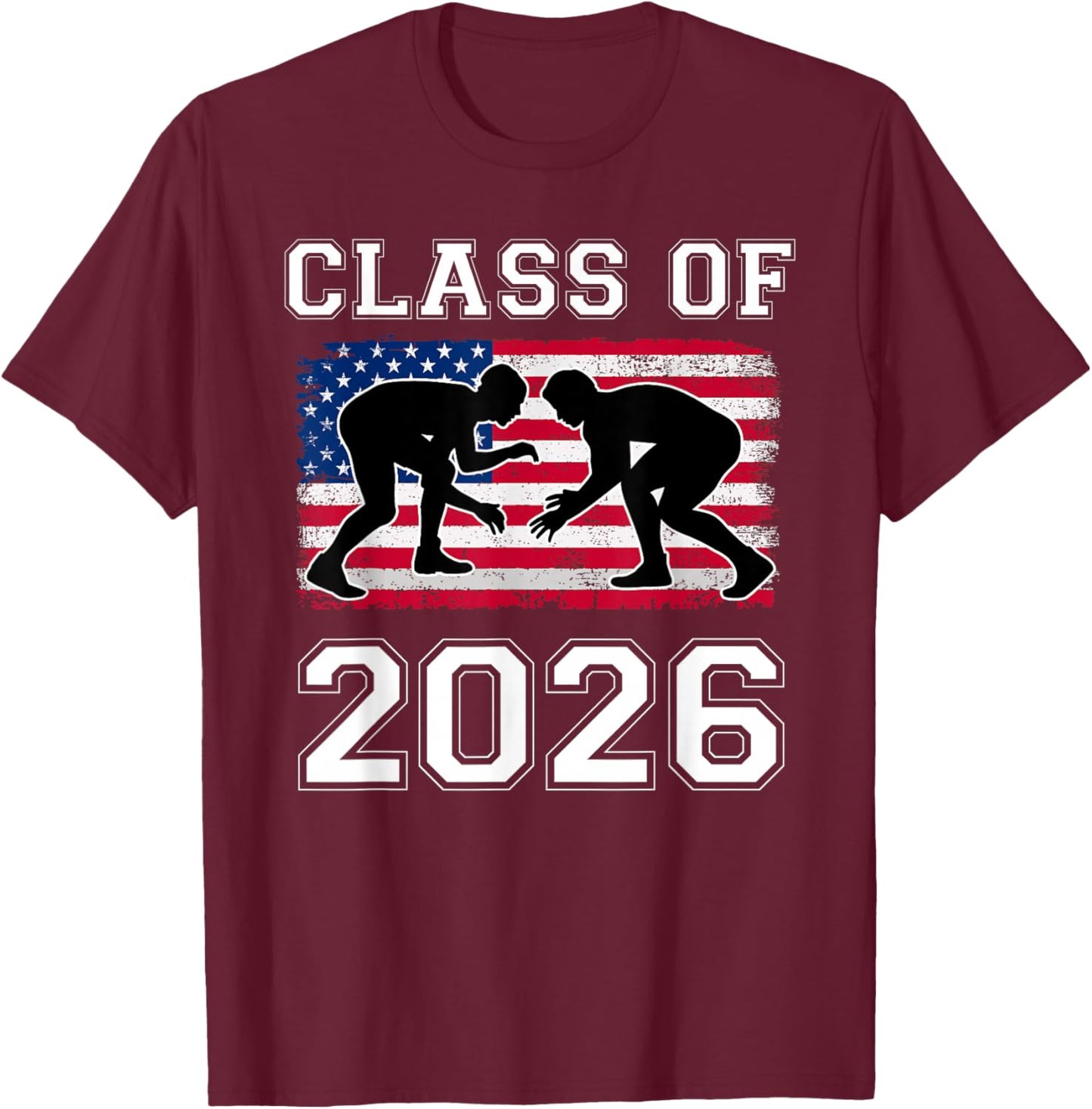 Class Of 2026 Senior Wrestling High School Wrestler T-Shirt - T-Shirt | Maroon