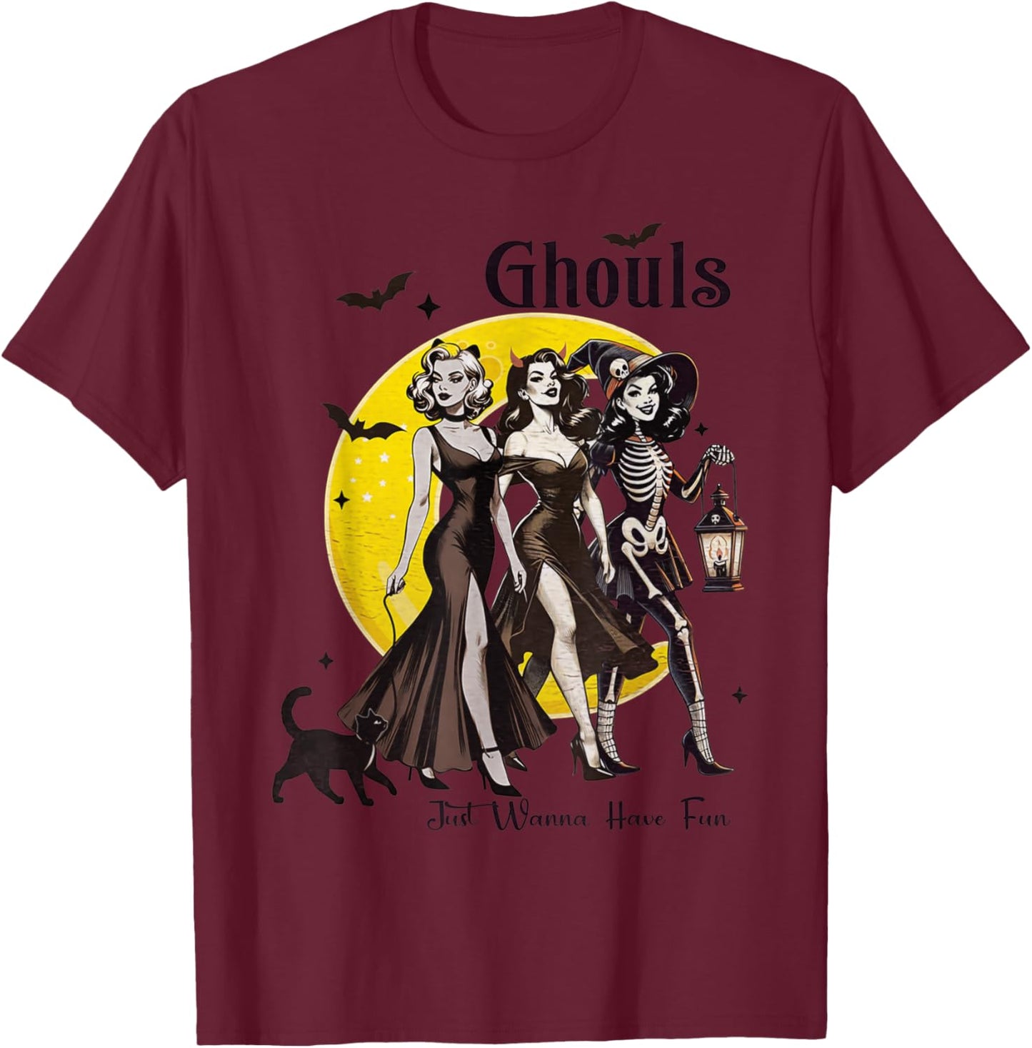 Ghouls Just Wanna Have Fun Women Funny Halloween T-Shirt - T-Shirt | Maroon