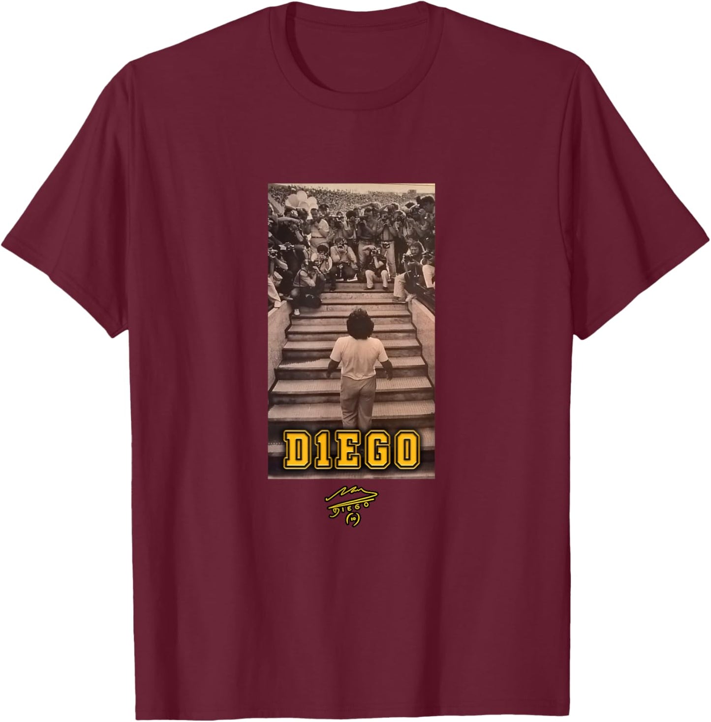 Maradona Bienvenida Naples T-Shirt - T-Shirt | Maroon