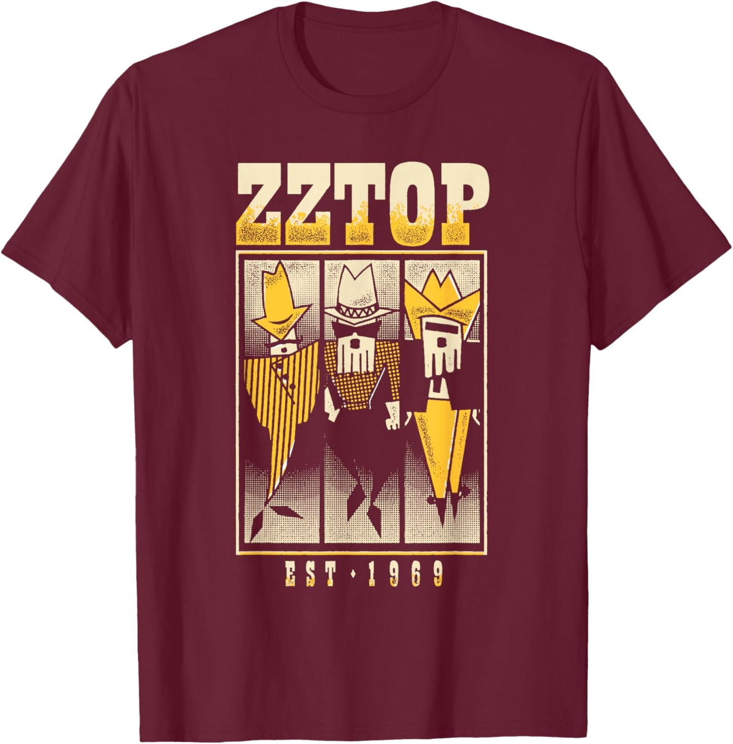 ZZ Top Celebration of ZZ Top Tour T-Shirt - T-Shirt | Maroon