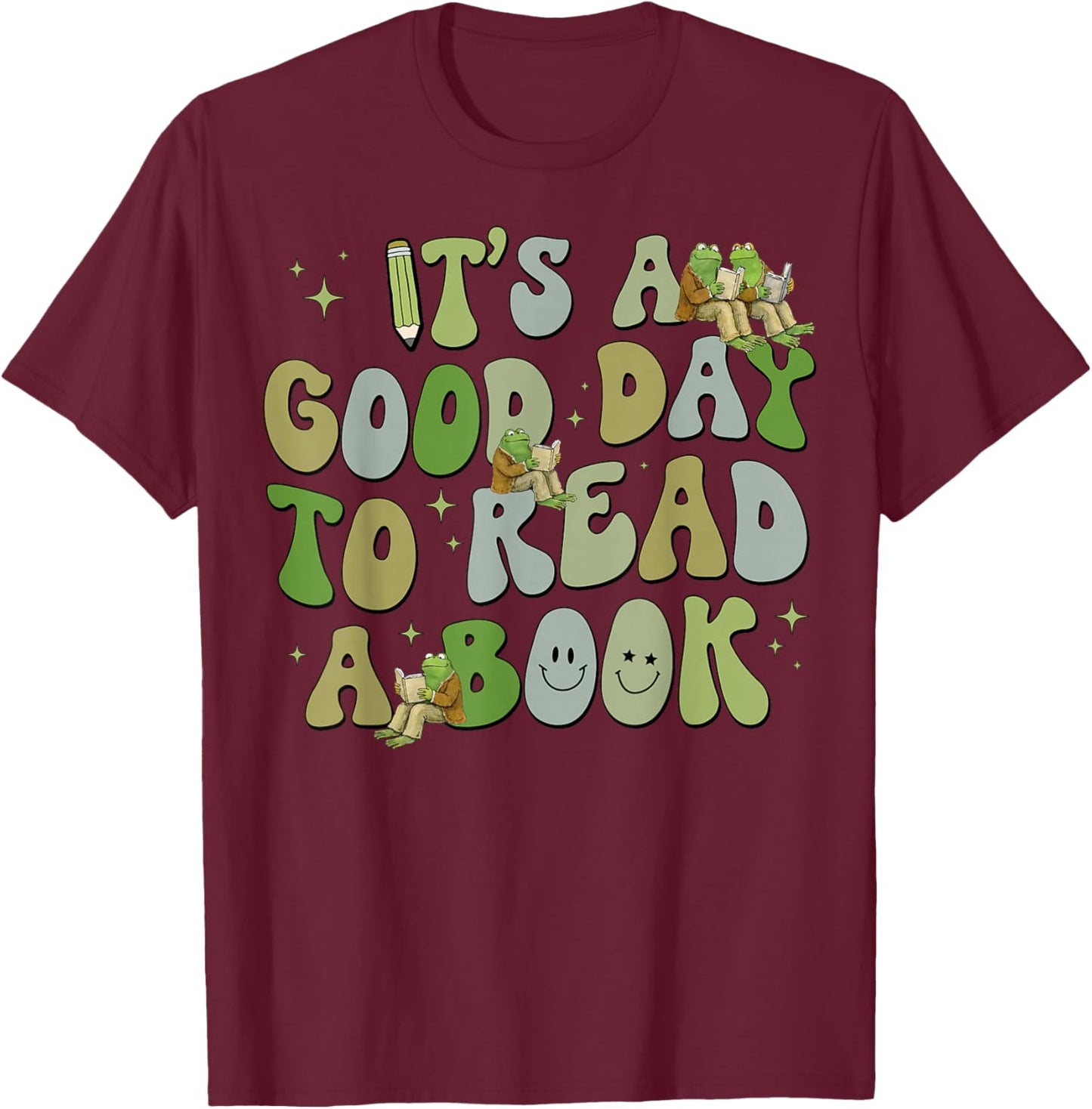 Funny Frog Toad Book Lovers T-Shirt - T-Shirt | Maroon