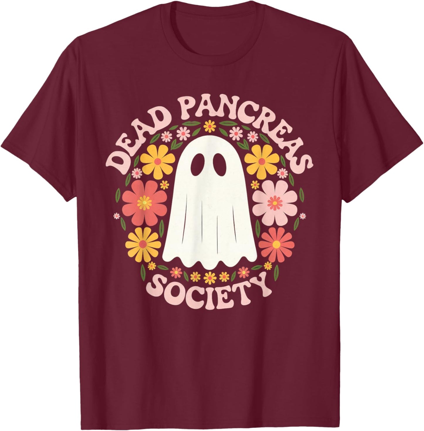 Dead Pancreas Society Ghost Diabetes Awareness T-Shirt - T-Shirt | Maroon