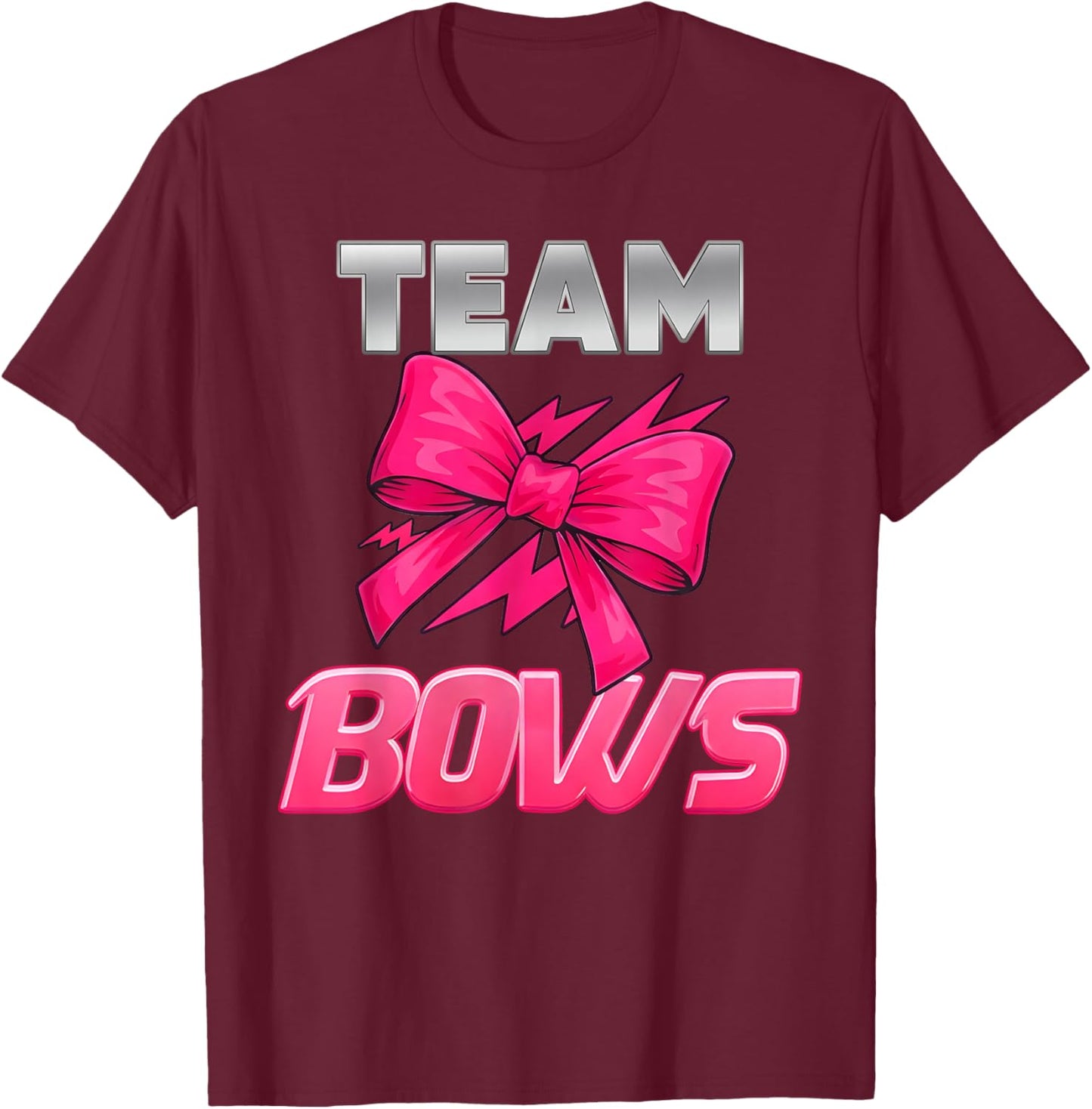 Burnouts Or Bows Gender Reveal Decorations Team Girl Boy T-Shirt - T-Shirt | Maroon