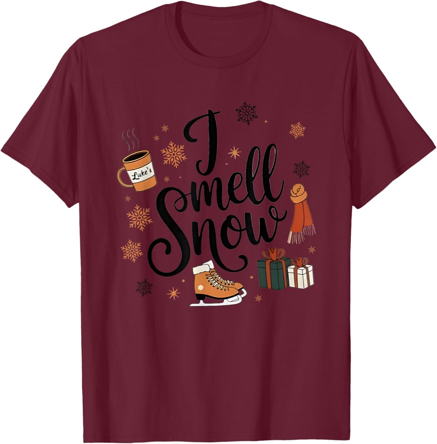 I Smell Snow Christmas Winter T-Shirt - T-Shirt | Maroon
