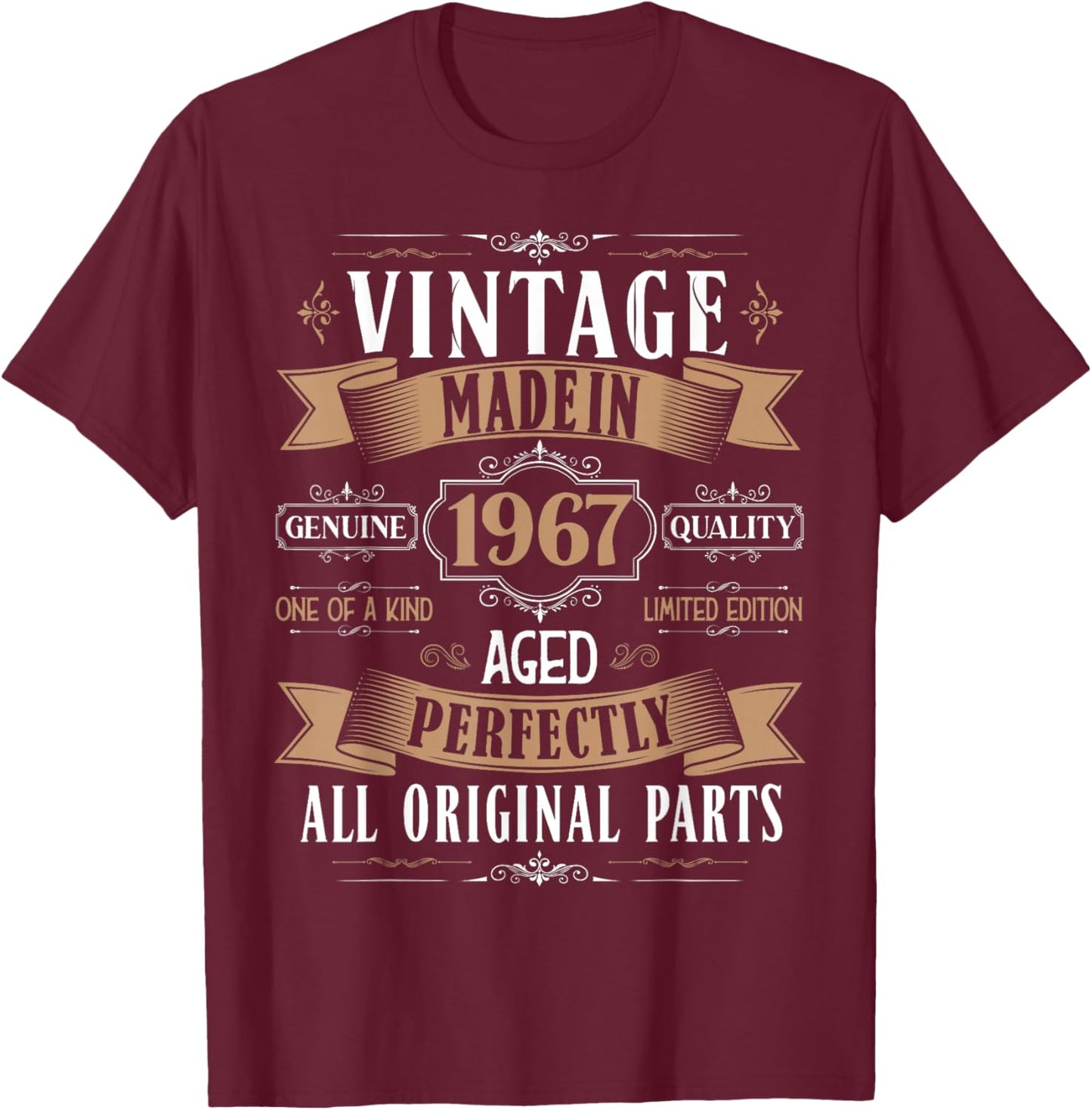 Vintage 58th birthday men Born 1967 58 years old Bday T-Shirt - T-Shirt | Maroon