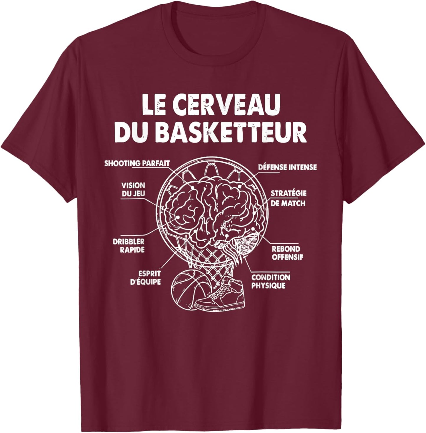 Basketball Brain Basketball Player Humor T-Shirt - T-Shirt | Maroon