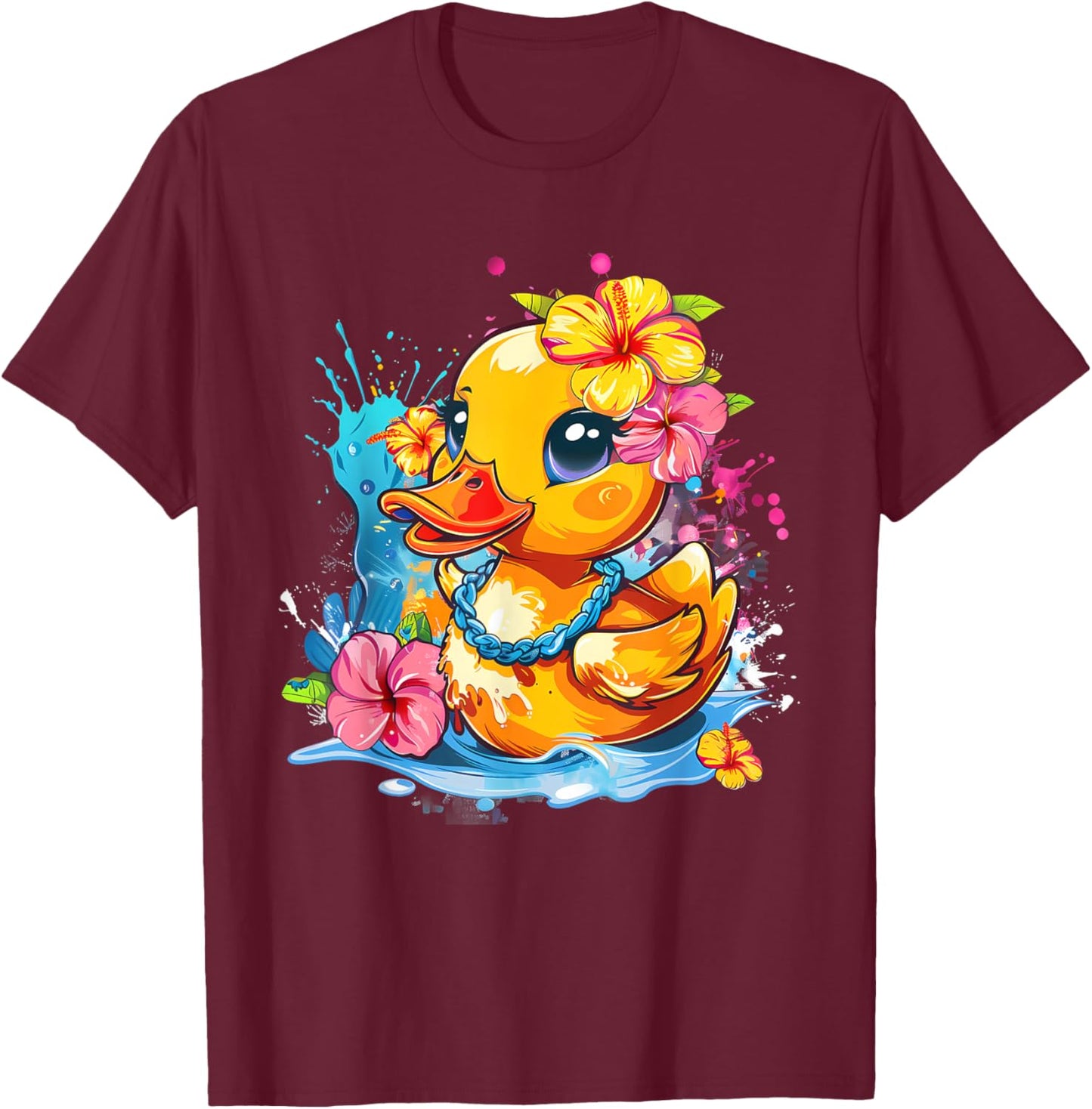 Rubber Duck Hawaiian Hawaii Floral Rubber Duck Lover T-Shirt - T-Shirt | Maroon
