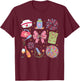 Groovy New year 2025 ER ICU Nurse Coquette Party T-Shirt - T-Shirt | Maroon