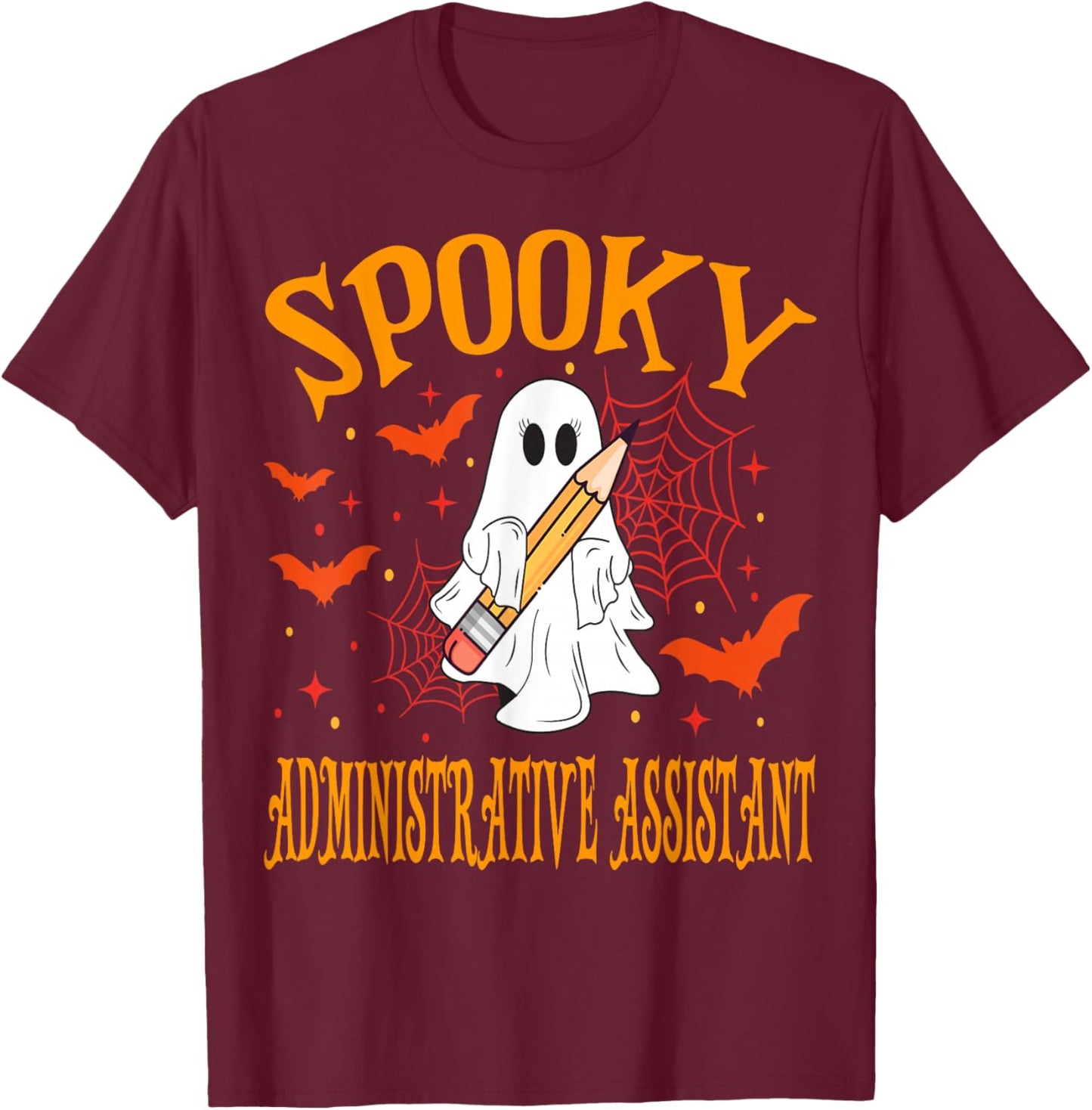 Spooky Administrative Assistant Halloween School T-Shirt - T-Shirt | Maroon