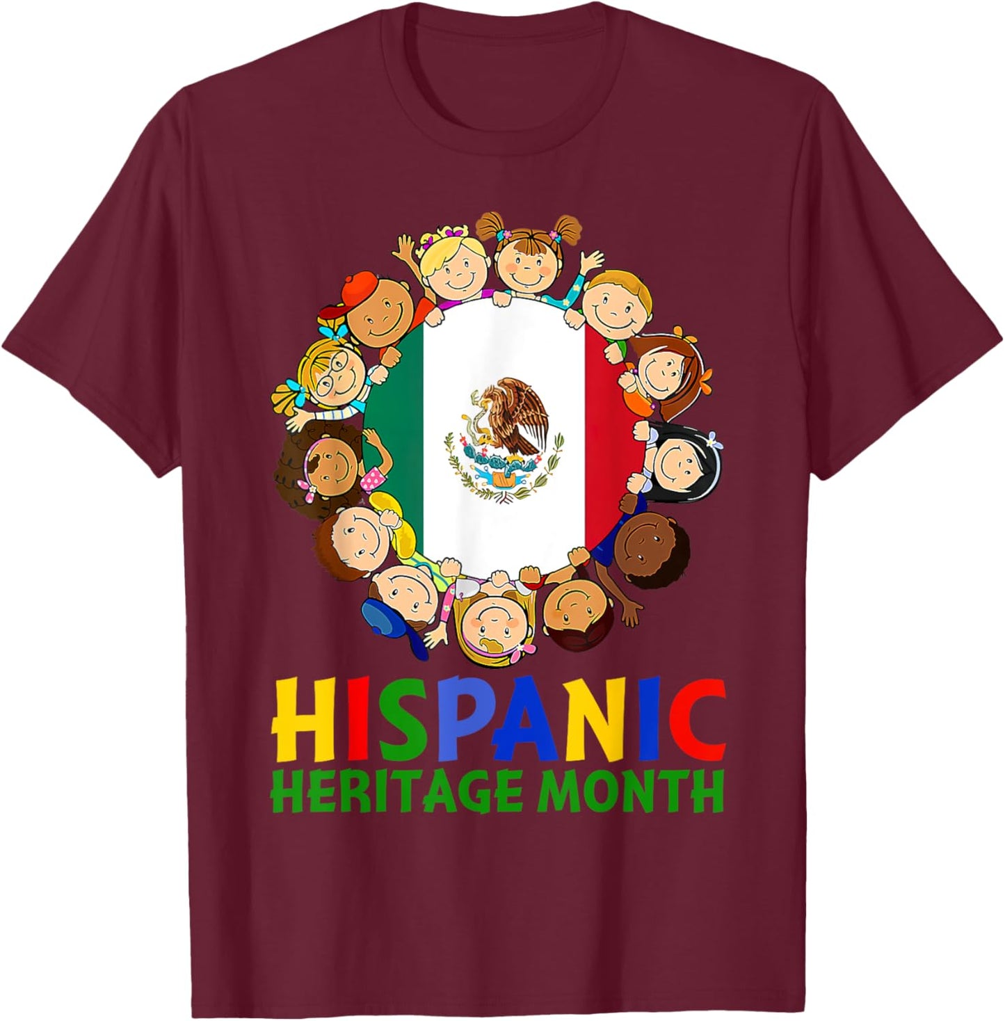 Hispanic Heritage Month Mexico Kids Boys Girls T-Shirt - T-Shirt | Maroon
