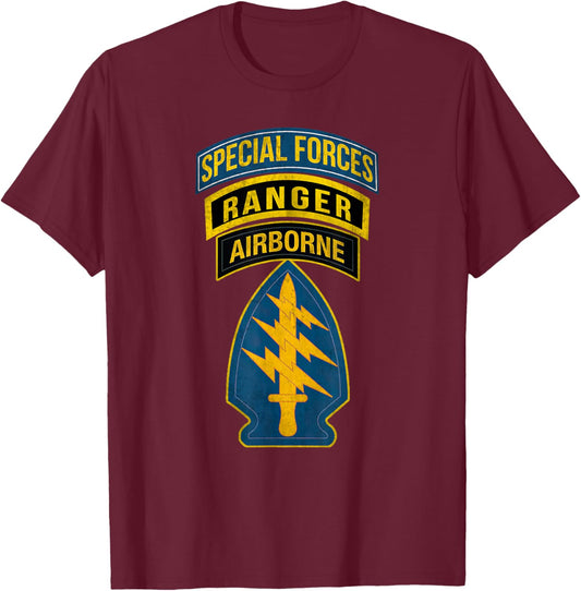 1st Special Forces Command Airborne Ranger Military Veteran T-Shirt - T-Shirt | Maroon
