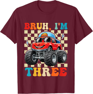 3rd Birthday Monster Truck 3 Year Old Boys 3rd Party Boys T-Shirt - T-Shirt | Maroon