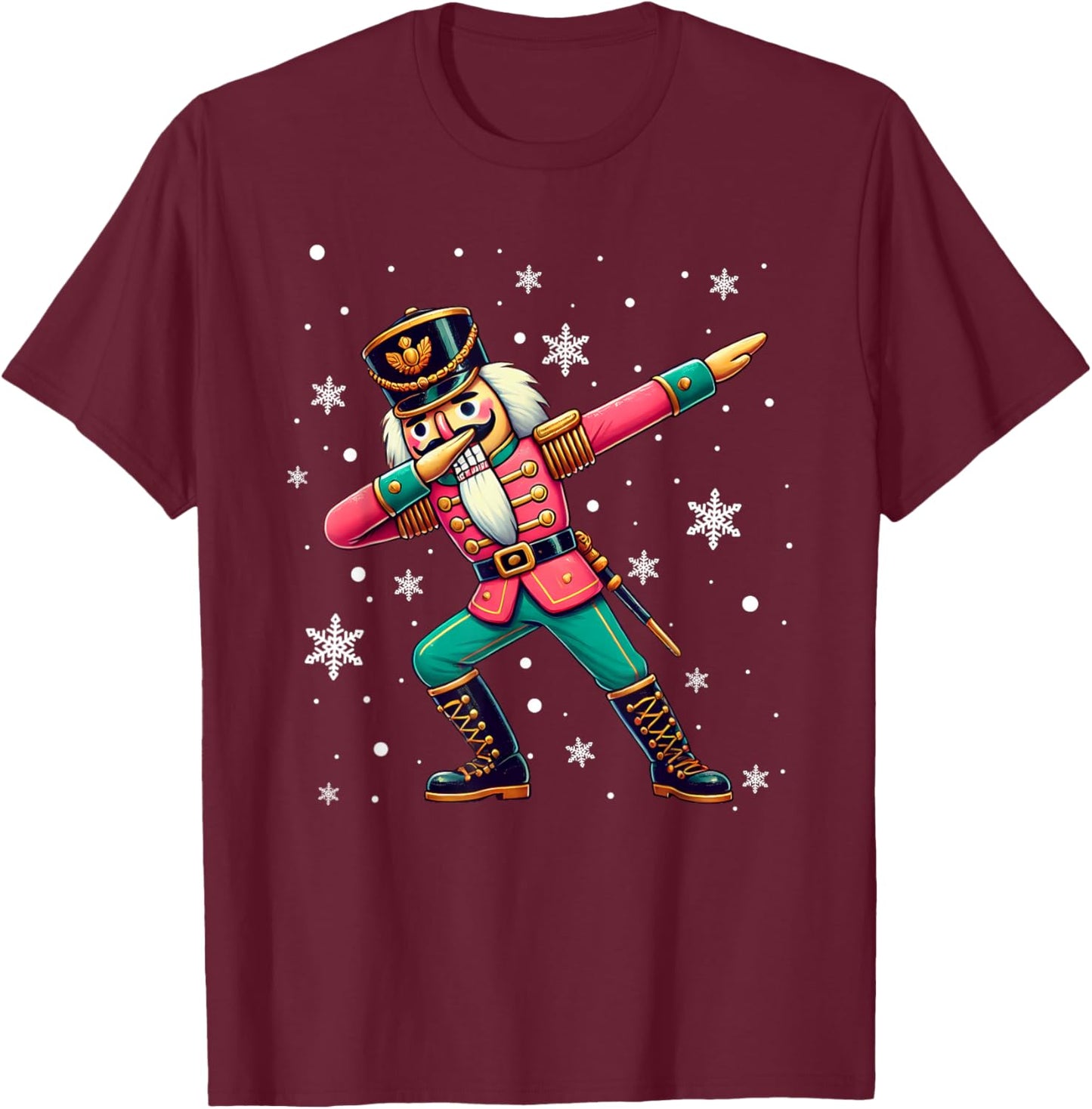Dabbing Nutcracker Christmas Costume Matching Family Pajama T-Shirt - T-Shirt | Maroon