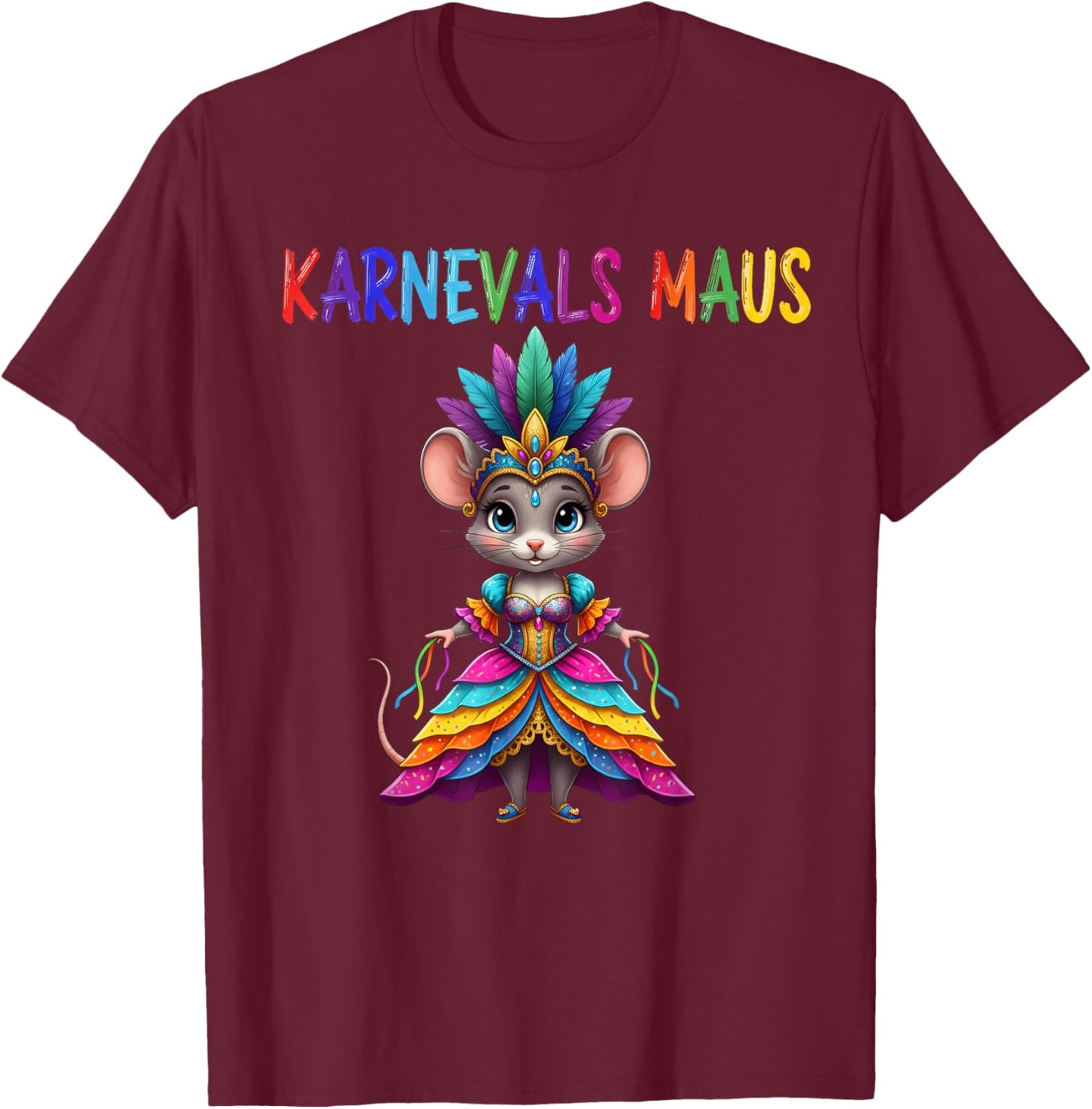 Carnival Mouse Costume for Fancy Dress and Carnival T-Shirt - T-Shirt | Maroon