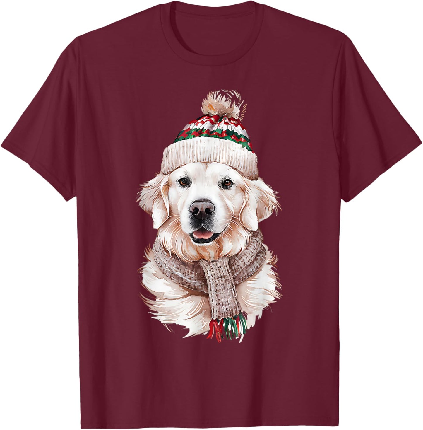 White English Cream Golden Retriever Mom Dog Puppy Christmas Women T-Shirt - T-Shirt | Maroon