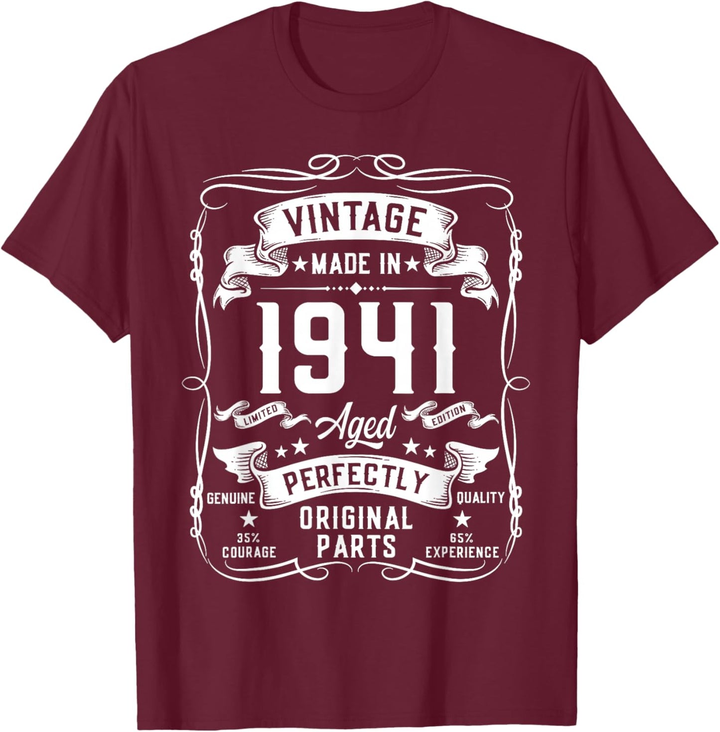 Vintage 1941 85yr 85th Birthday Gifts 85 Years Old T-Shirt - T-Shirt | Maroon