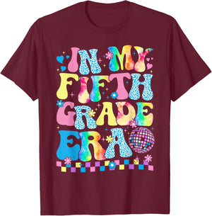 In My Fifth Grade Era Groovy Back To School Teachers Kids T-Shirt - T-Shirt | Maroon