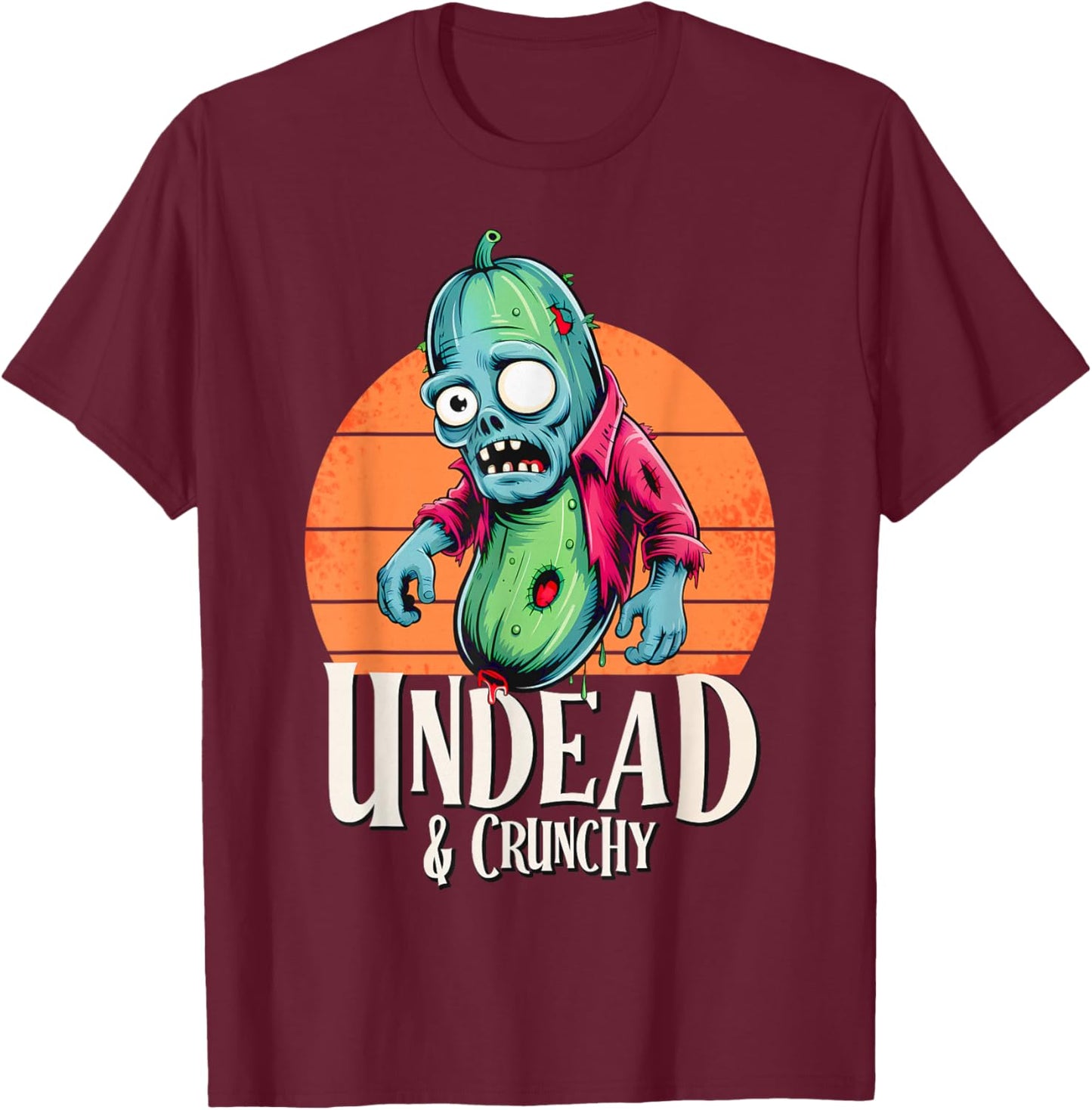 Undead & Crunchy – Funny Zombie Cucumber Halloween T-Shirt - T-Shirt | Maroon
