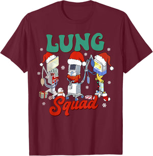Lung Squad Ventilator Santa Respiratory Therapist Christmas T-Shirt - T-Shirt | Maroon