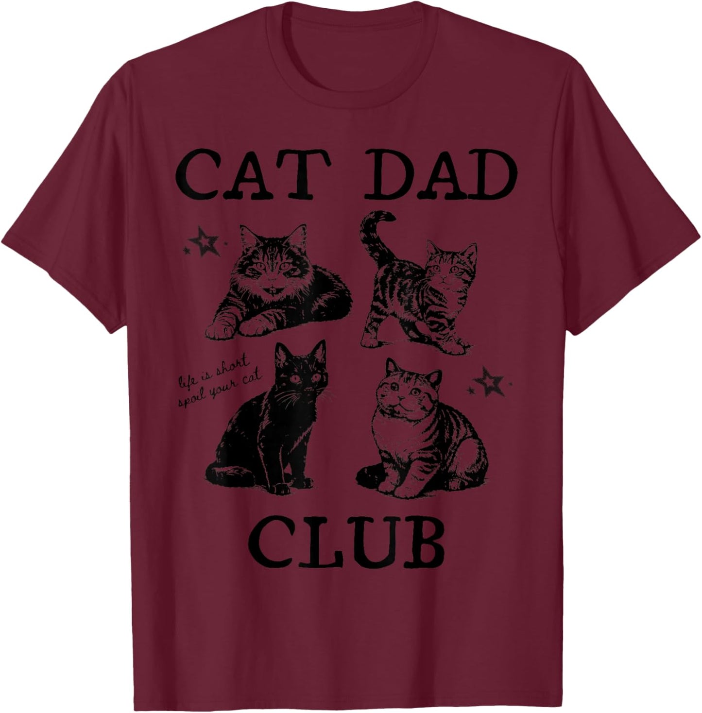 Cat Dad Club T-Shirt - T-Shirt | Maroon