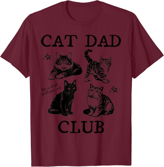 Cat Dad Club T-Shirt - T-Shirt | Maroon