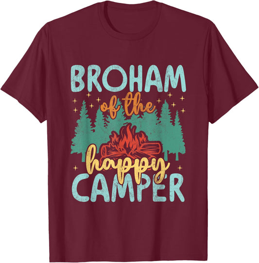 Broham of Happy Camper 1st Birthday Party Retro Broham T-Shirt - T-Shirt | Maroon