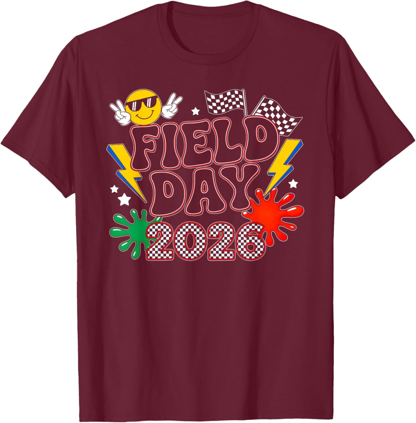 School Field Day Fun Day Vibes Teacher Kids Field Day 2026 T-Shirt - T-Shirt | Maroon