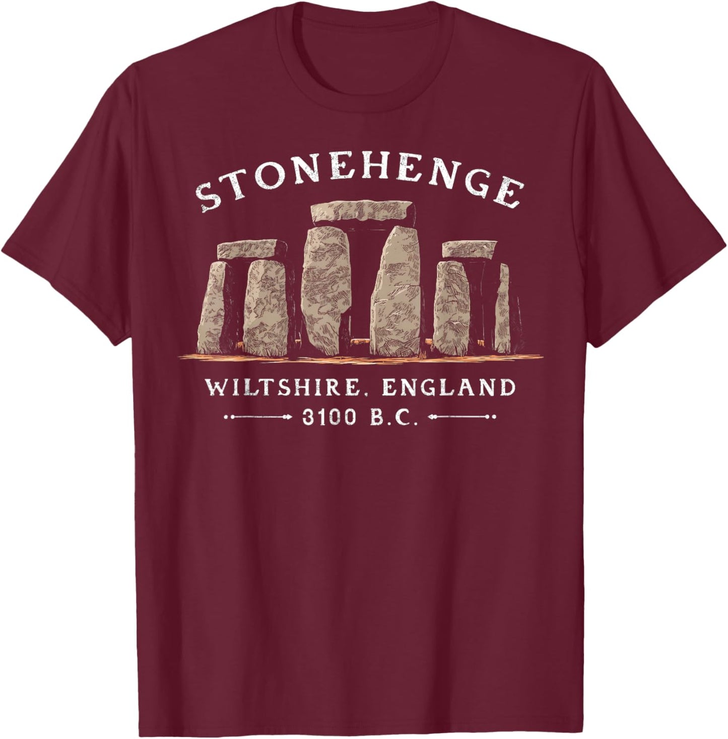 Stonehenge Wiltshire England 3100 B.C. Rocks Vintage T-Shirt - T-Shirt | Maroon