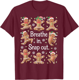 Funny Gingerbread Yoga Pose Christmas T-Shirt - T-Shirt | Maroon