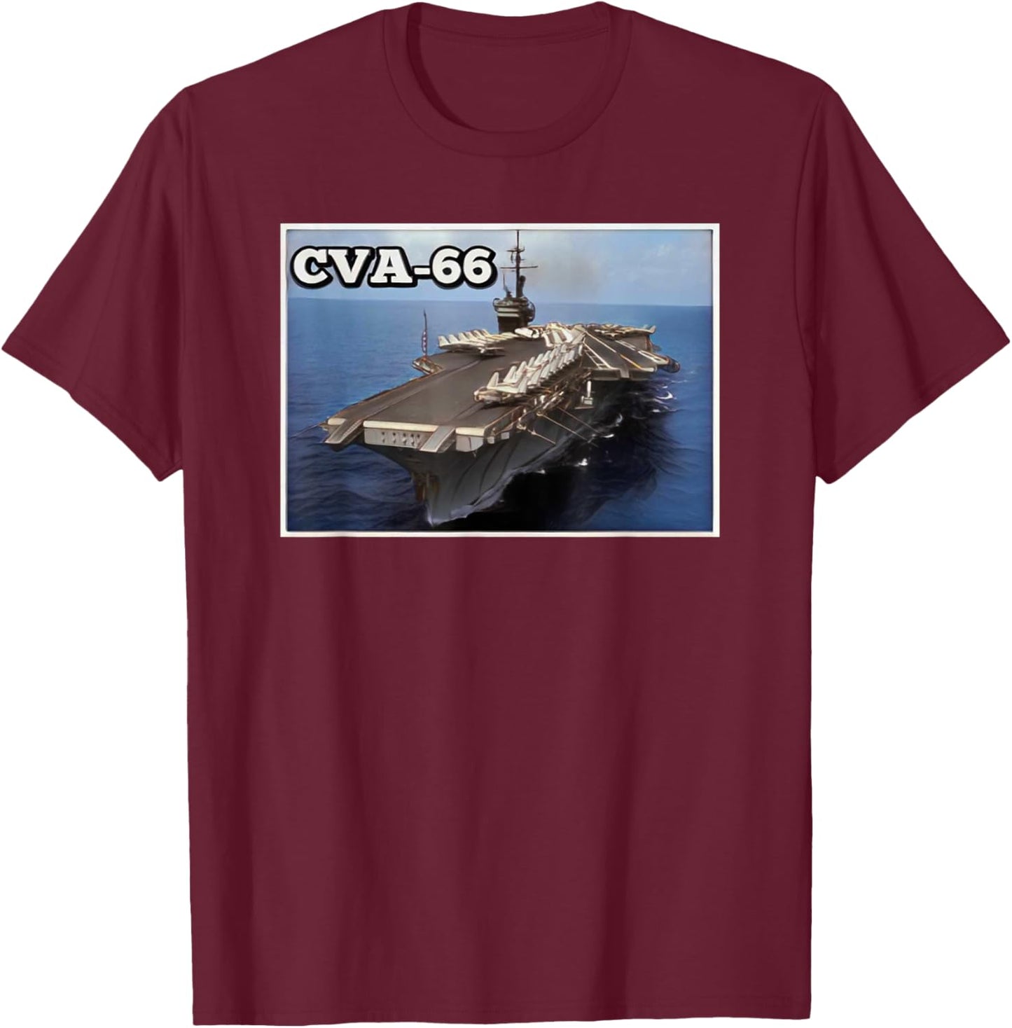 Aircraft Carrier USS America CVA-66 Father's Day Grandpa Dad T-Shirt - T-Shirt | Maroon