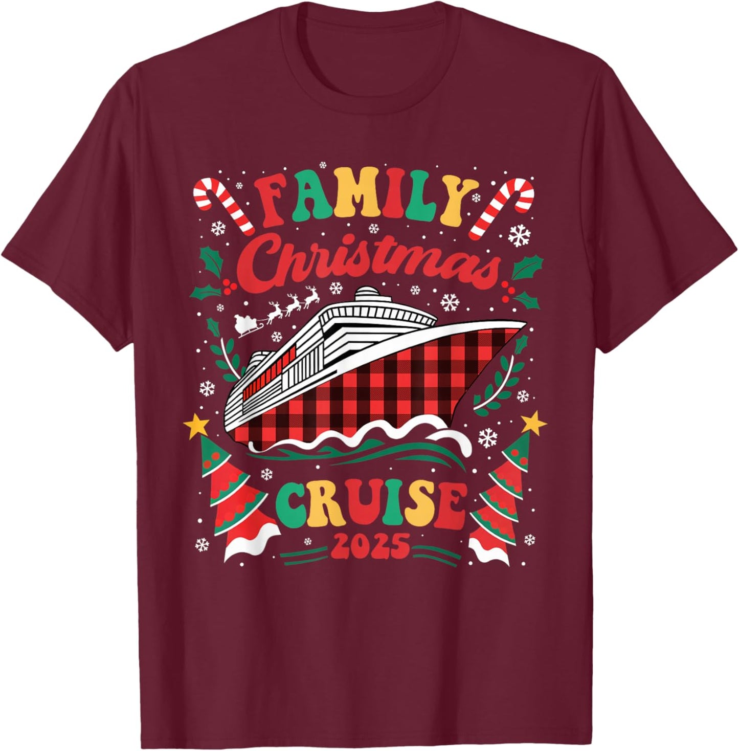Family Christmas Cruise 2025 Family Matching Merry Christmas T-Shirt - T-Shirt | Maroon