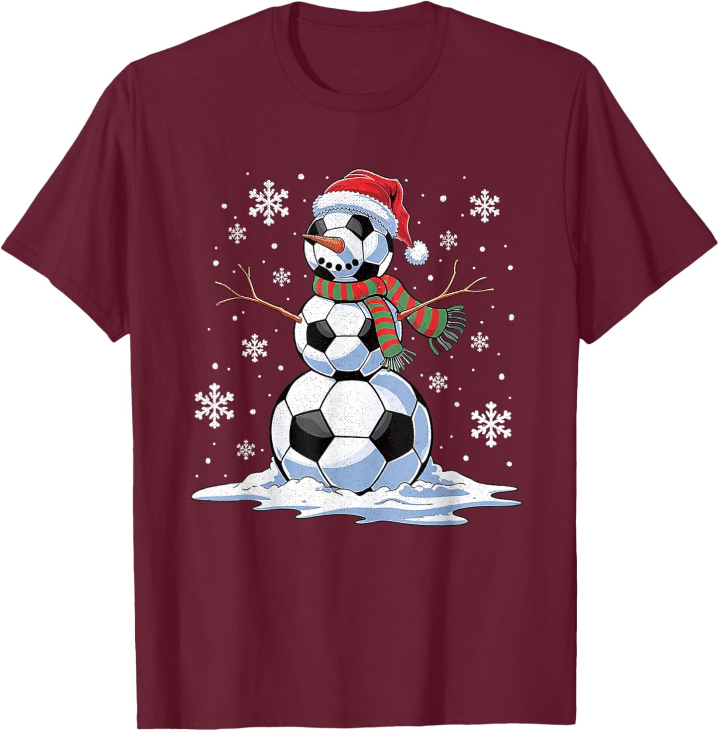 Funny Soccer Snowman T-Shirt - T-Shirt | Maroon