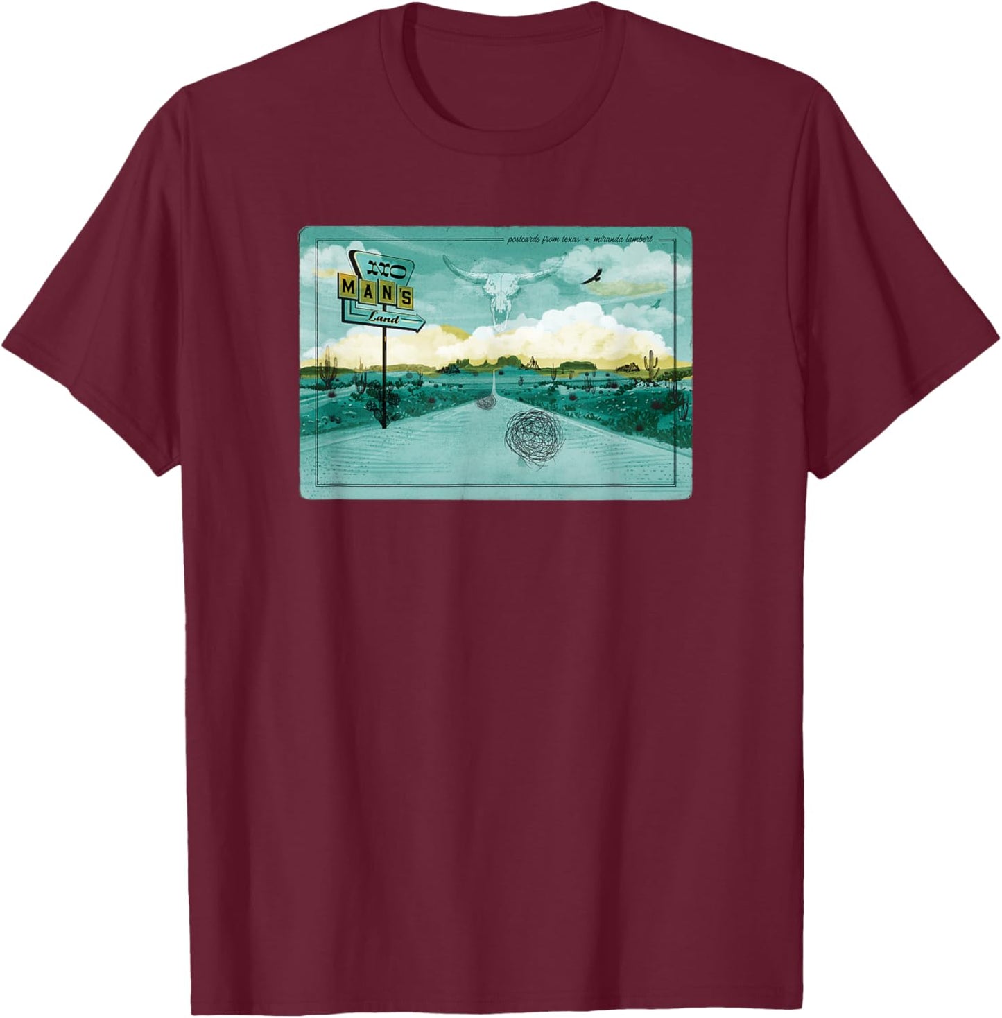 Miranda Lambert No Man's Land Postcards From Texas T-Shirt - T-Shirt | Maroon