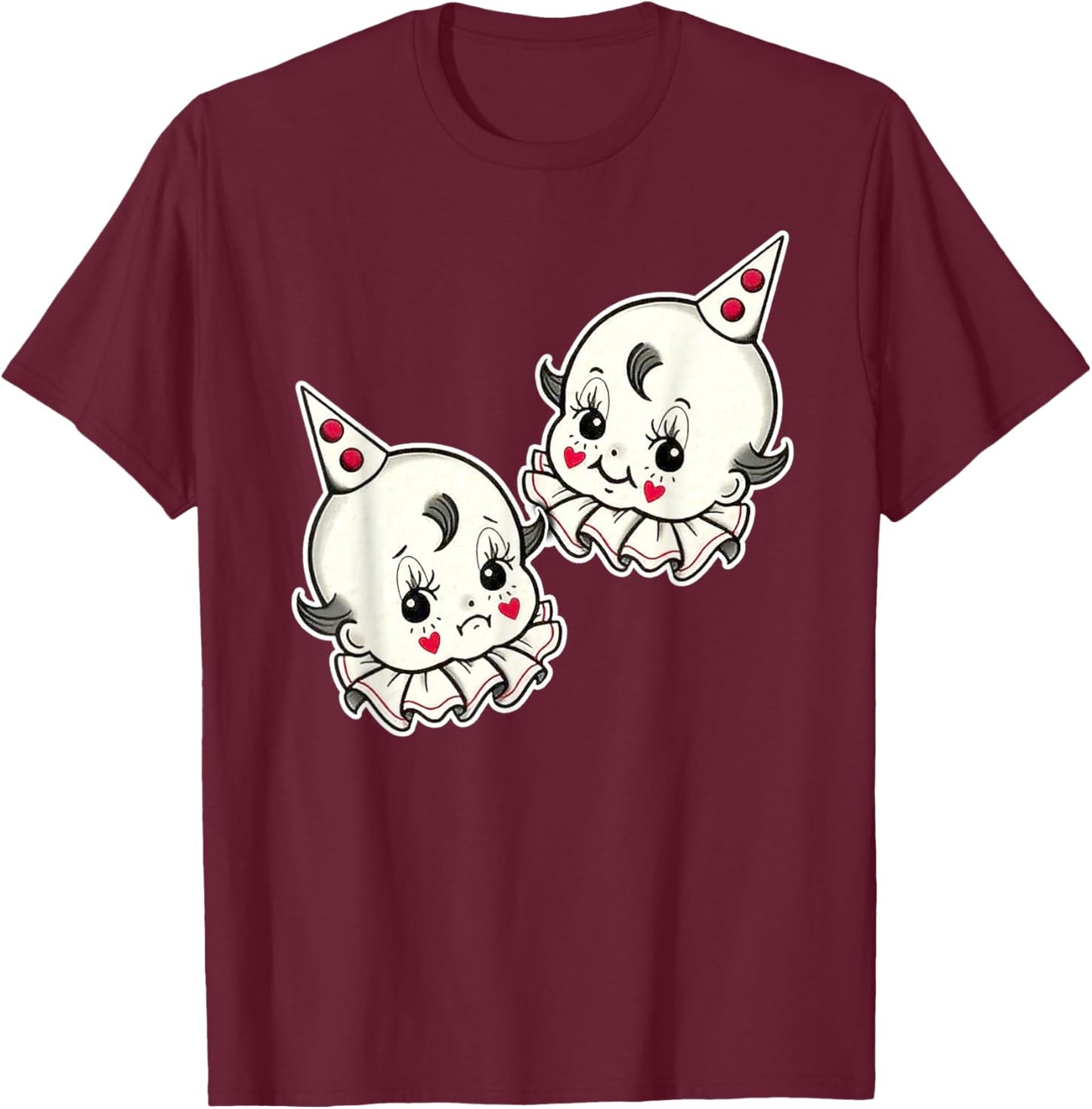 Kewpie Baby Chicano Clowns Smile Now Cry Later T-Shirt - T-Shirt | Maroon