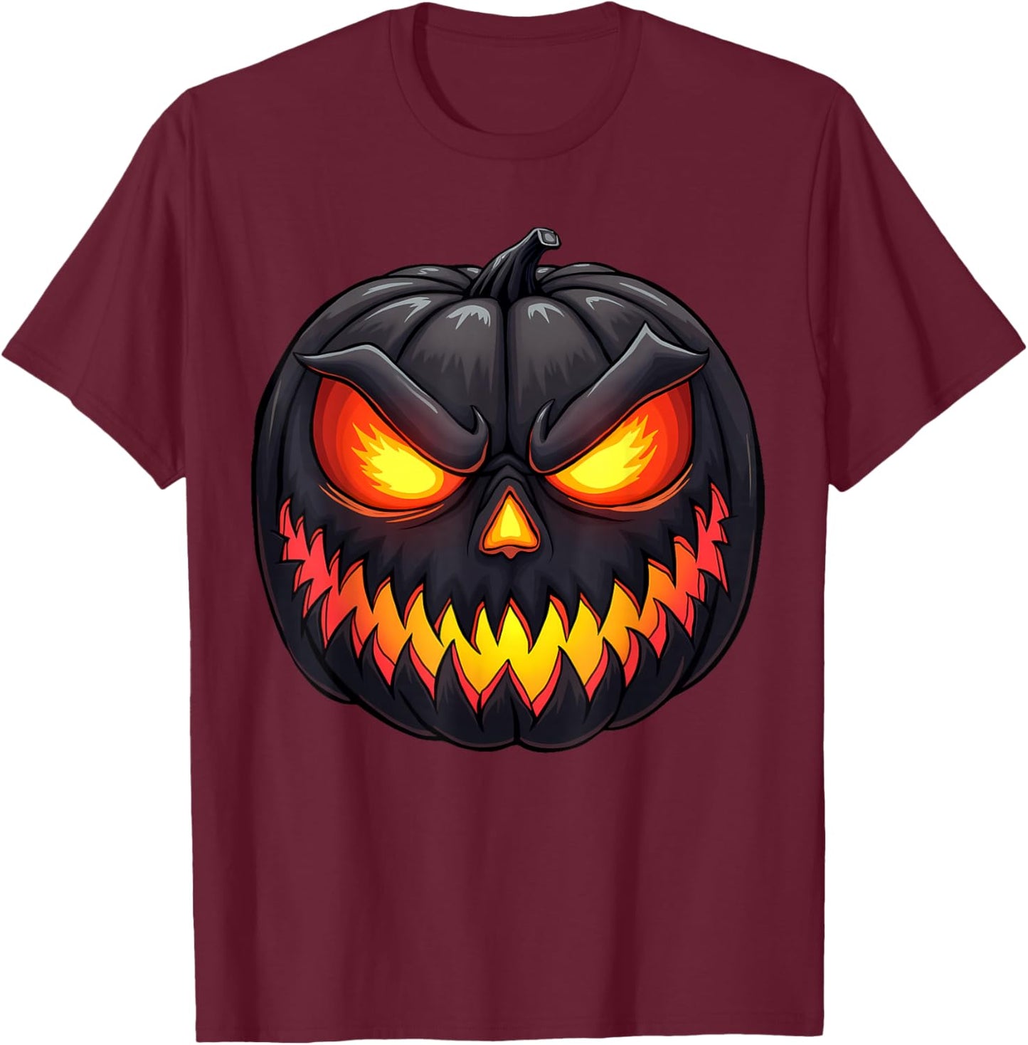 Scary Jack O Lantern Creepy Pumpkin Face Halloween Costume T-Shirt - T-Shirt | Maroon
