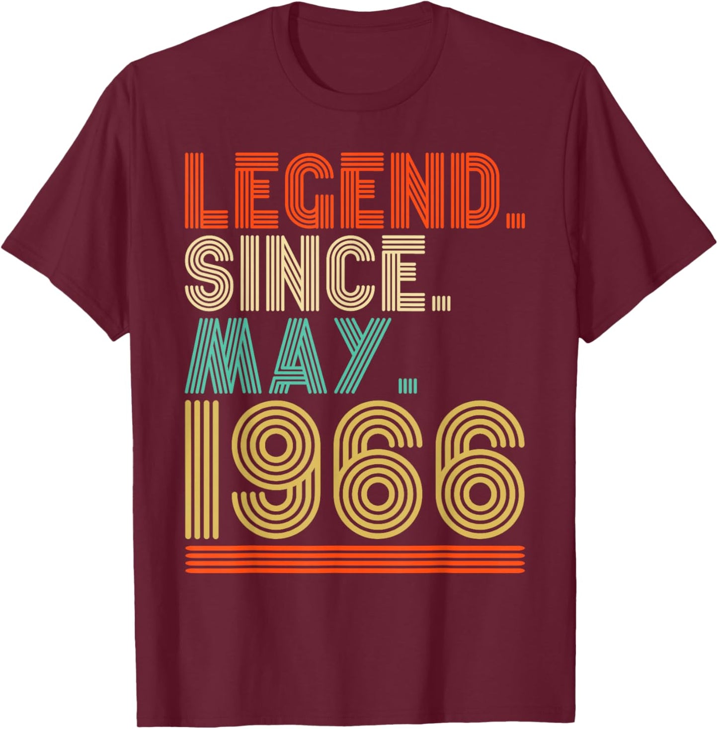 Retro 60 Years Old Legend Since May 1966 60th Birthday T-Shirt - T-Shirt | Maroon