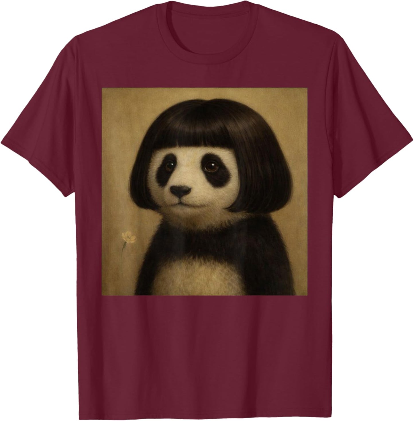 Funny Bob Haircut Panda Meme Cute Panda Lover Humor T-Shirt - T-Shirt | Maroon