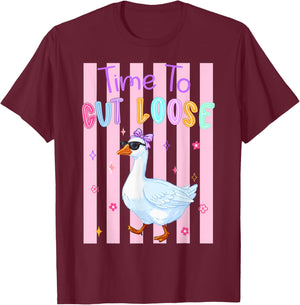 Time to Cut Goose Loose Striped Last Day of School Teacher T-Shirt - T-Shirt | Maroon