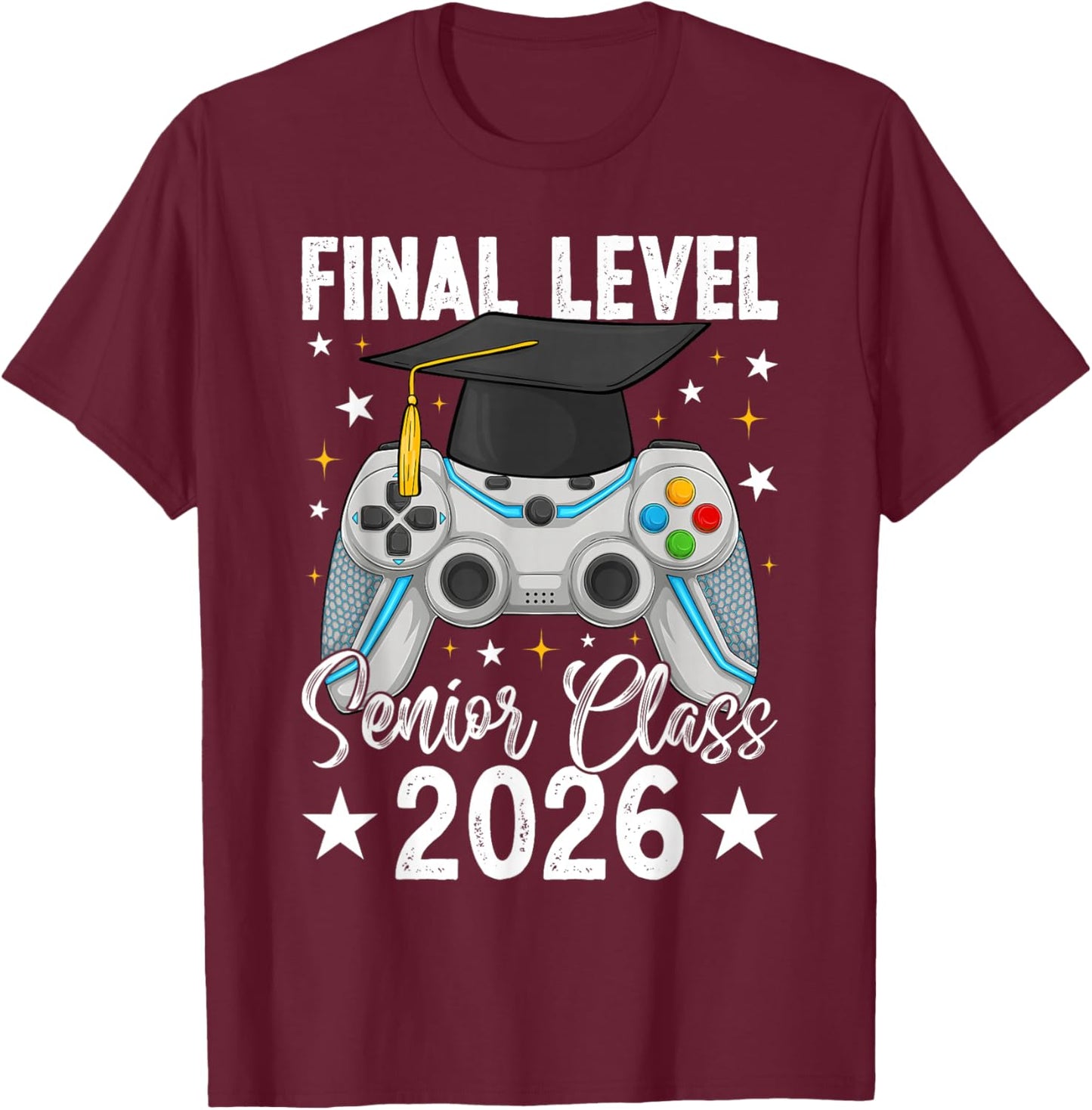 Final Level Senior Class of 2026 Video Gamer Graduation Boys T-Shirt - T-Shirt | Maroon