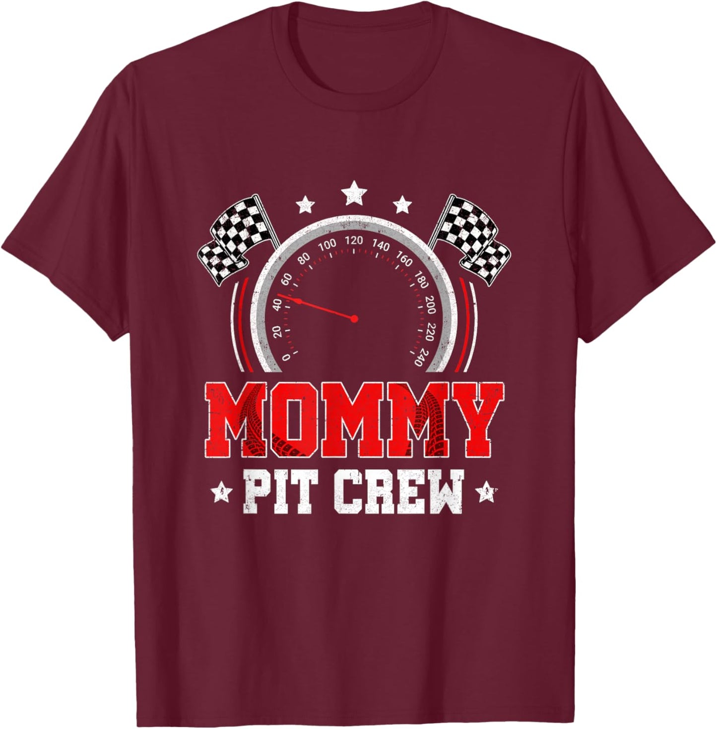 Mommy Pit Crew Race Car Birthday Party Racing Family T-Shirt - T-Shirt | Maroon
