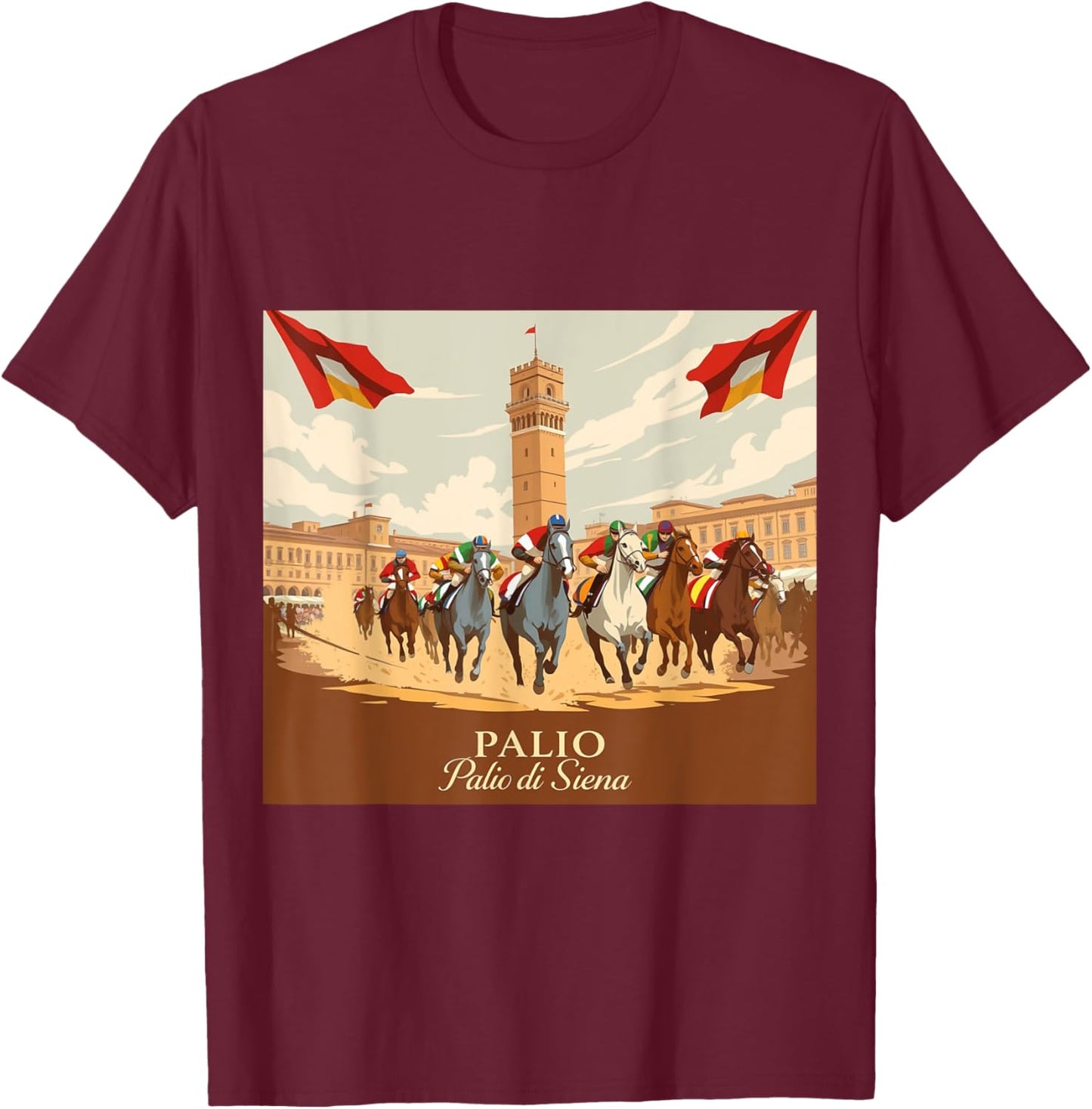 Palio di Siena Horse Race T-Shirt - T-Shirt | Maroon