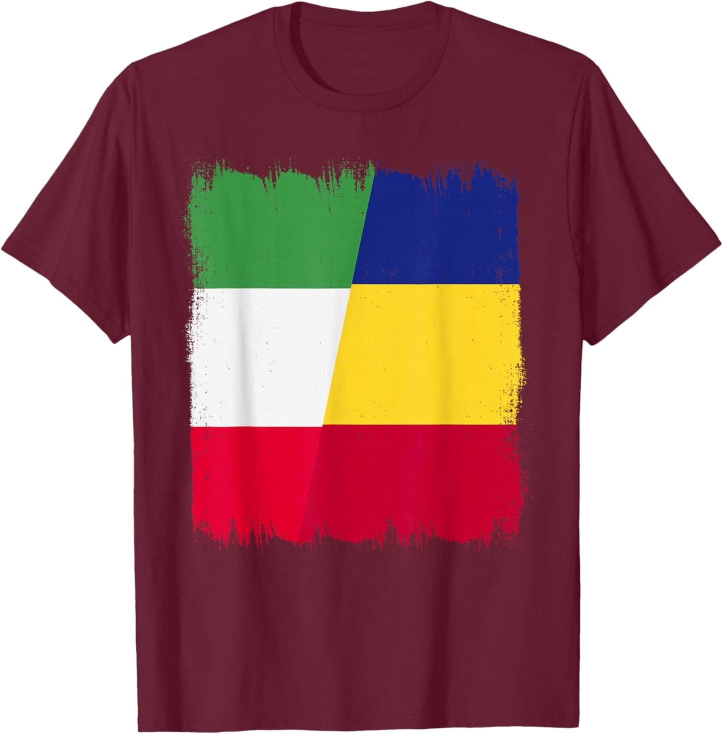 Italy Romania Half Flag Italian Romanian Heritage T-Shirt - T-Shirt | Maroon