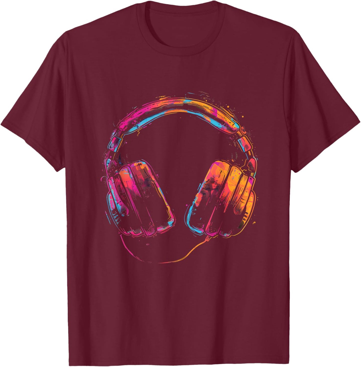 Headphones Music DJ Artwork Music Lover Beatmaker Techno T-Shirt - T-Shirt | Maroon